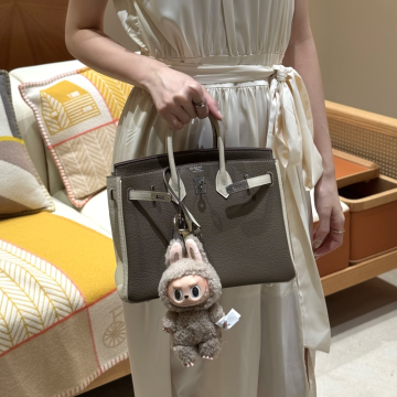 최고퀄 에르메스 올수공 버킨 25 Etoupe & Craie 토고 가죽 은장