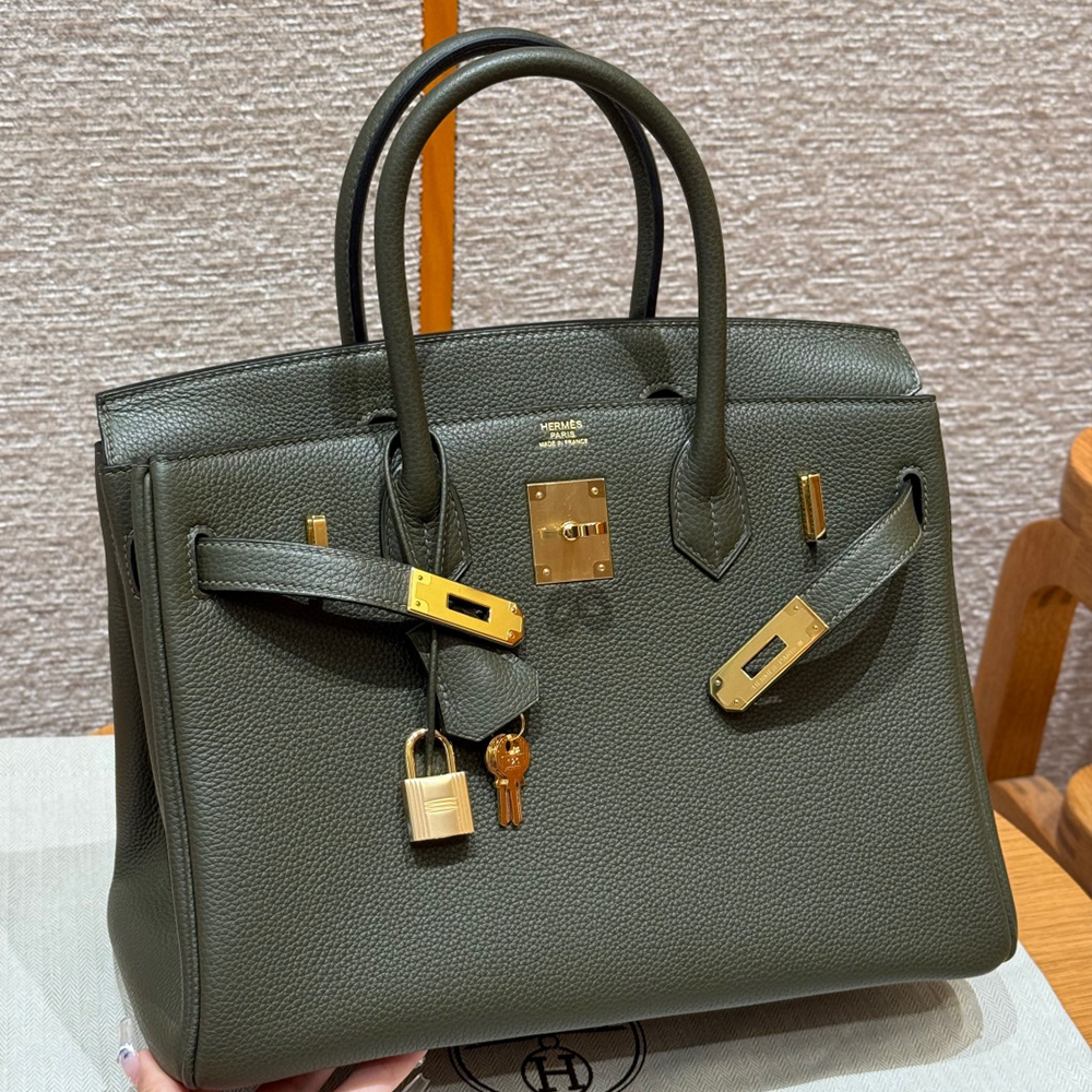 정품급 에르메스 올수공 버킨 30 Olive Green 토고 가죽 금장