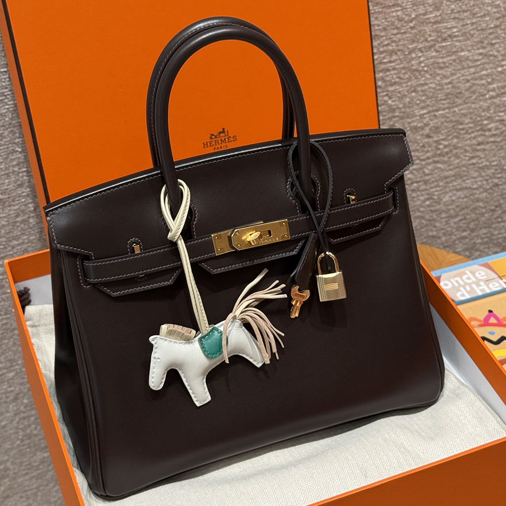 정품급 에르메스 올수공 버킨 30 Chocolate 복스 가죽 금장