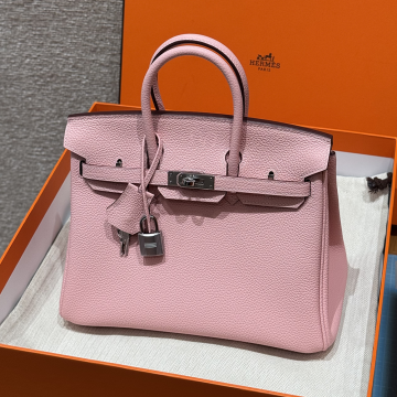 최고퀄 에르메스 올수공 버킨 25 Rose Sakura 토고 가죽 은장