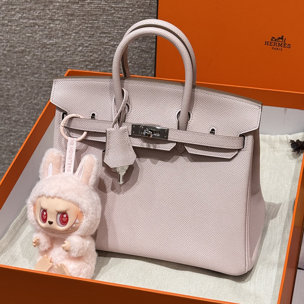 정품급 에르메스 올수공 버킨 25 Mauve pale 엡송 가죽 은장