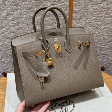 최고퀄 에르메스 올수공 버킨 25 Etoupe 엡송 셀리에 가죽 금장
