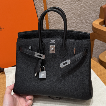최고퀄 에르메스 올수공 버킨 25 Noir 토고 가죽 은장