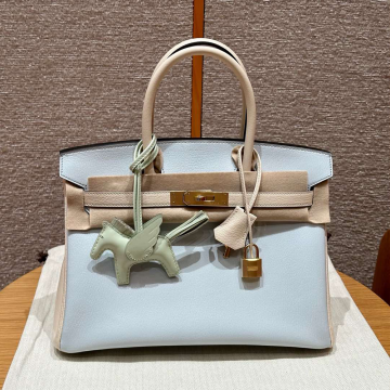 최고퀄 에르메스 올수공 버킨 30 Blue Brume & Nata 염소 가죽 금장