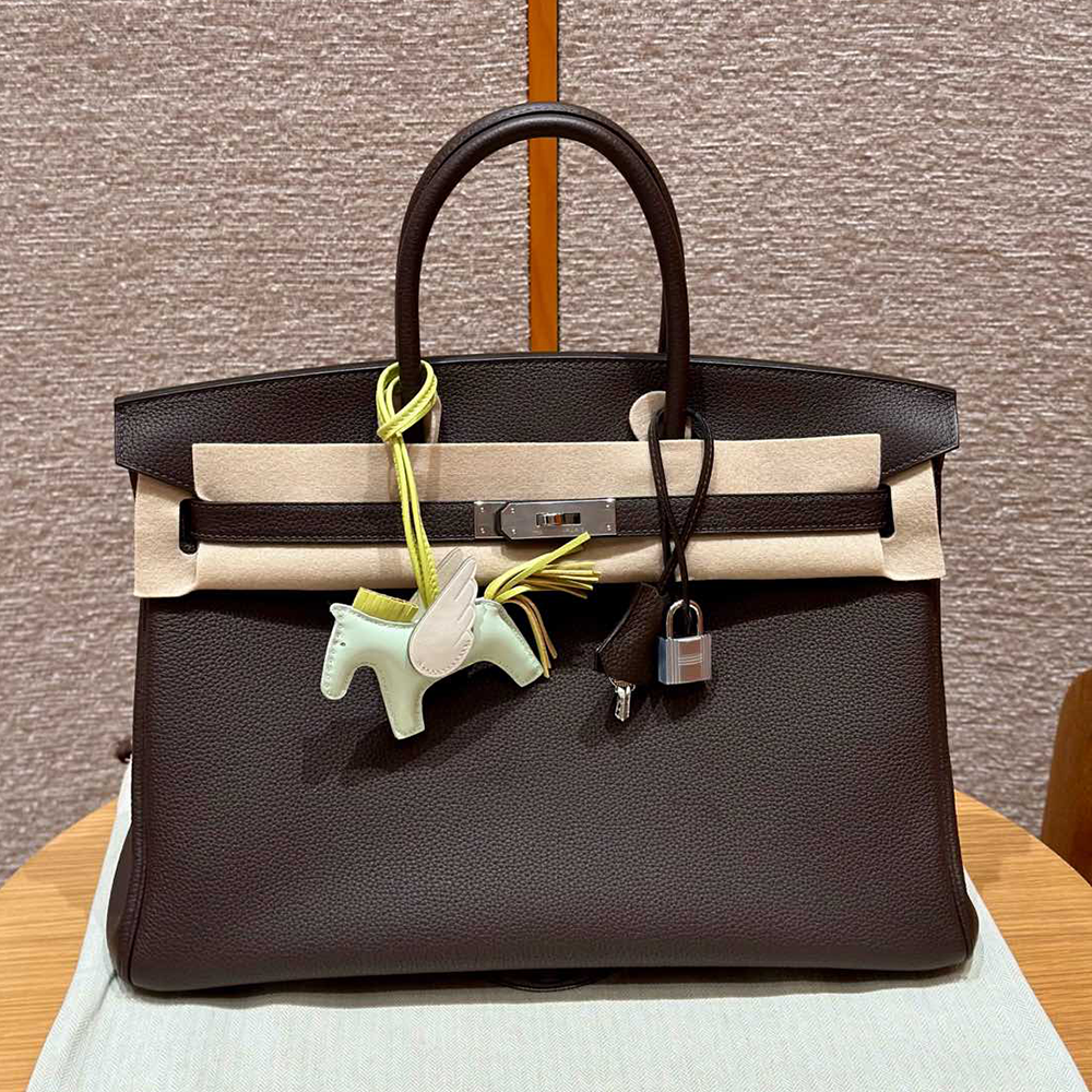 정품급 에르메스 올수공 버킨 35 Chocolate 토고 가죽 은장