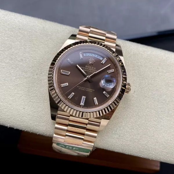 최고퀄 ARF공장 롤렉스 데이데이트 브라운 다이아 다이얼 로즈골드 금통 40mm 228235