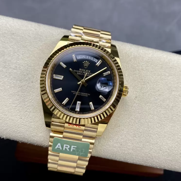 최고퀄 ARF공장 롤렉스 데이데이트 블랙 다이아 다이얼 옐로우 골드 금통 40mm 228238