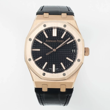 최고퀄 DD공장 오데마피게 로얄오크 블랙 다이얼 로즈골드 금통 가죽 밴드 41mm 15510