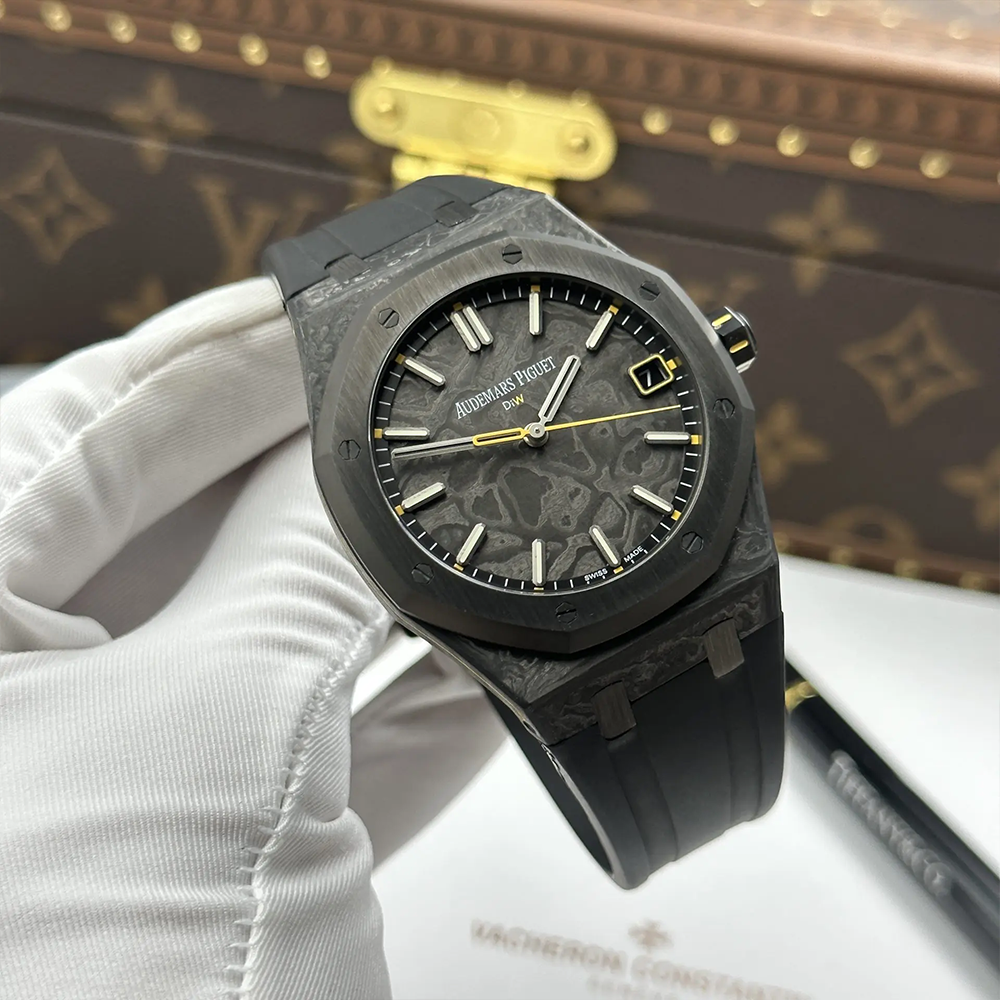 최고퀄 DIW 오데마피게 로얄오크 카본 커스텀 옐로우 핸즈 41mm 15500