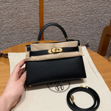 최고퀄 에르메스 올수공 켈리 2 미니 블랙 엡송 가죽 금장