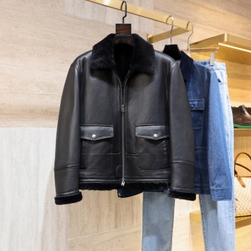 최고퀄 톰포드 소가죽 시어링 자켓 블랙