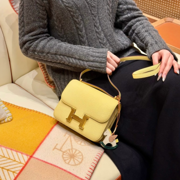 최고퀄 올수공 에르메스 콘스탄스 19 Jaune Poussin 엡송 가죽 골드 하드웨어