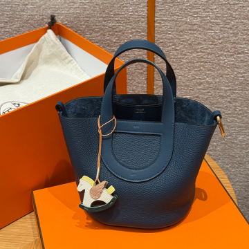 최고퀄 올수공 에르메스 인 더 루프 18 Blue de presse 클레망스 가죽 골드 하드웨어