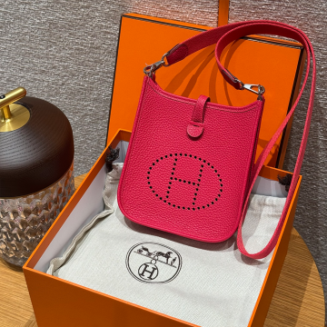 최고퀄 올수공 에르메스 에블린 16 Rose Maxico 엡송 가죽 실버 하드웨어