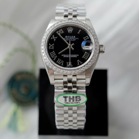최고퀄 THB공장 여성용 롤렉스 데이저스트 블랙 로만 다이얼 스틸 31mm