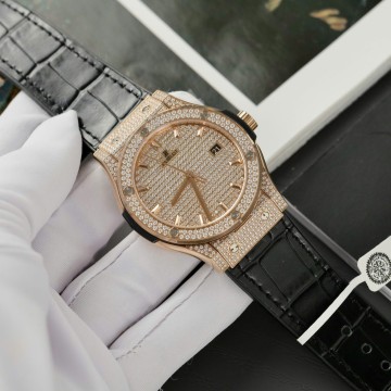 최고퀄 CNC 커스텀 제작 위블로 클래식 로즈골드 금통 모이사나이트 파베 세팅 42mm