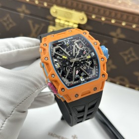 최고퀄 리차드밀 나파엘 나달 살몬 카본 케이스 블랙 러버밴드 43.2x50mm
