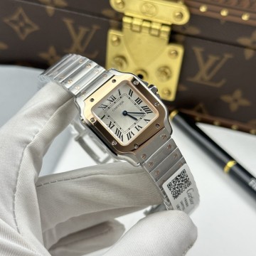 최고퀄 까르띠에 산토스 스몰 화이트 다이얼 로즈골드 콤비 27×34.5mm