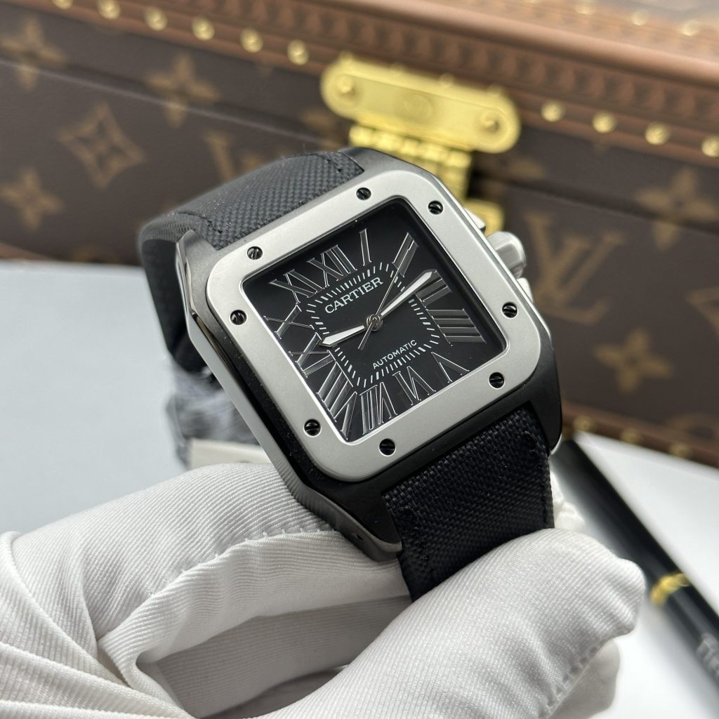 최고퀄 까르띠에 산토스 100 XL 그레이 메탈 베젤 51.1×41.3mm W2020010