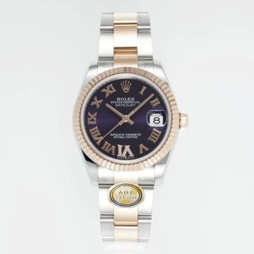 최고퀄 ARF공장 여성용 롤렉스 데이저스트 퍼플 로만 다이얼 로즈골드 콤비 31mm 278271
