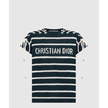 Dioriviera 레이스업 캡 슬리브 스웨터