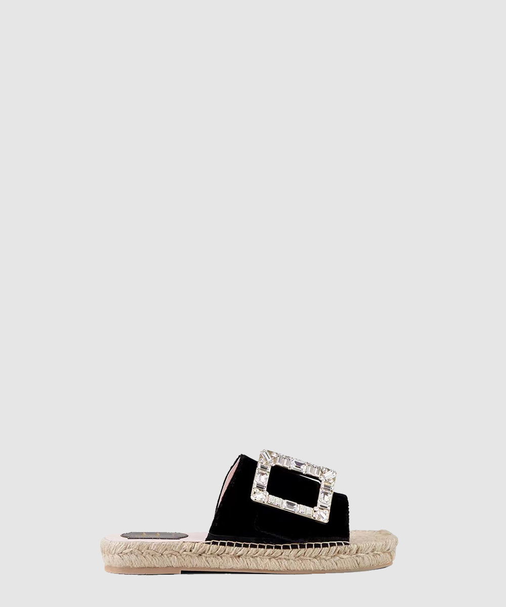 Strass Buckle Espadrille뮬 슬리퍼 스트랩 6243