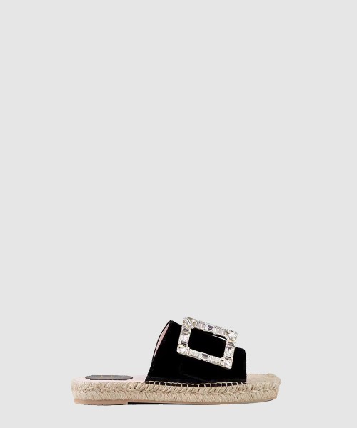 Strass Buckle Espadrille뮬 슬리퍼 스트랩 6243