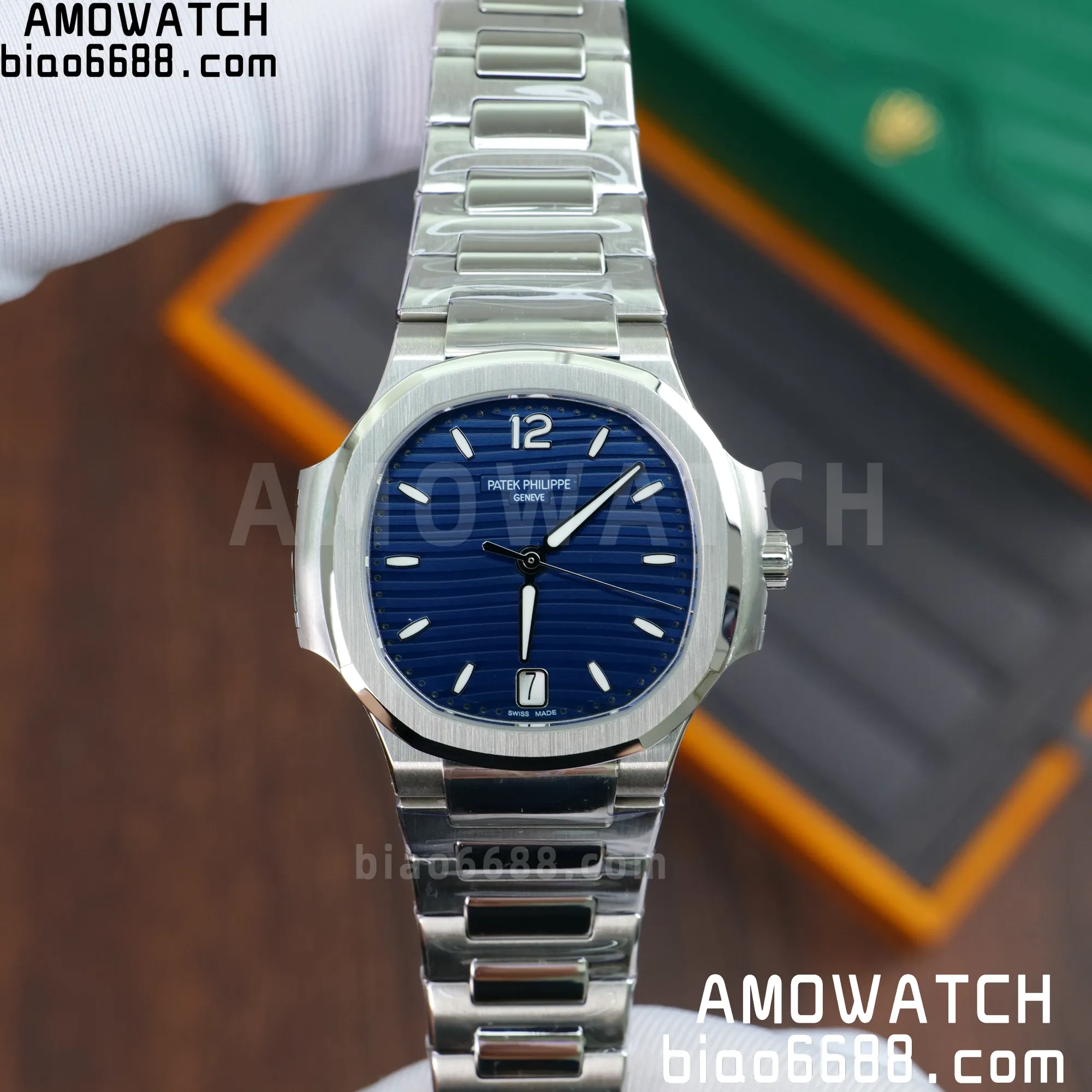 파텍 필립 노틸러스 34mm 7118/1A-001 3K 공장 1:1 베스트 에디션 스테인리스 스틸 케이스 시계 아시안 클론 칼리버 324