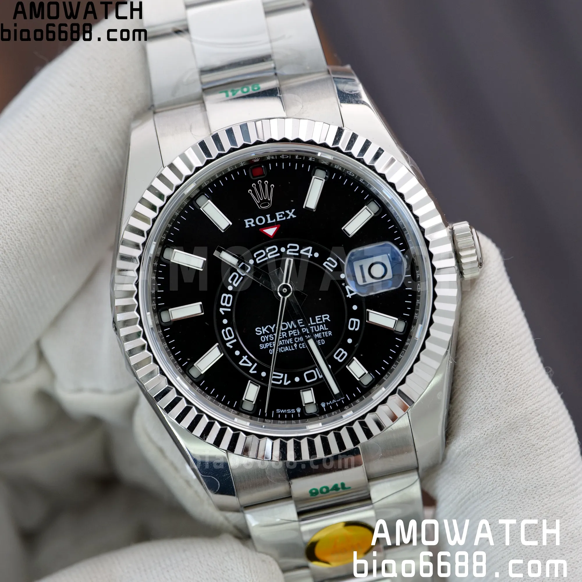 ROLEX Sky-Dweller 326934 904L SS ZF 1:1 Best Edition Black Dial on SS Bracelet A2824