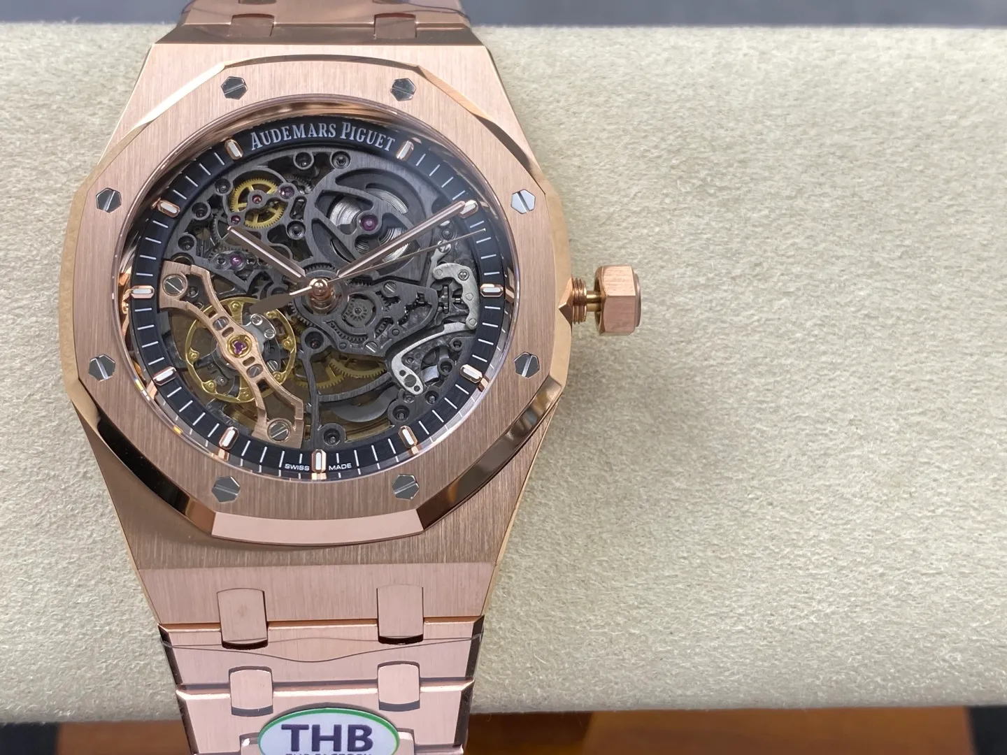 AP Royal Oak 41mm Skeleton 15407 RG THB Factory 1:1 Best Edition Skeleton Dial on RG Bracelet A3132 V3 (Free Sprung)