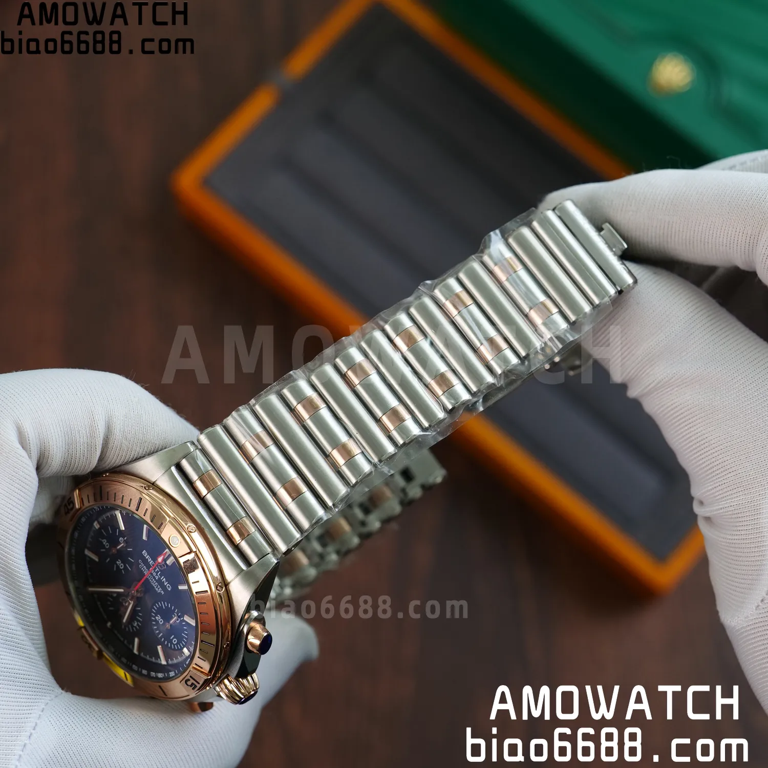 Breitling Chronomat B01 AB0134101K1A1 42mm SS/RG TF 1:1 Best Edition Brown Dial on SS Bracelet A7750 - Image 4