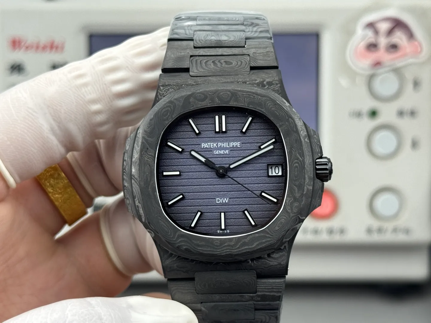 PP Nautilus 5711 DIW Carbon DIWF 1:1 Best Edition Blue Dial On Carbon Bracelet DD324