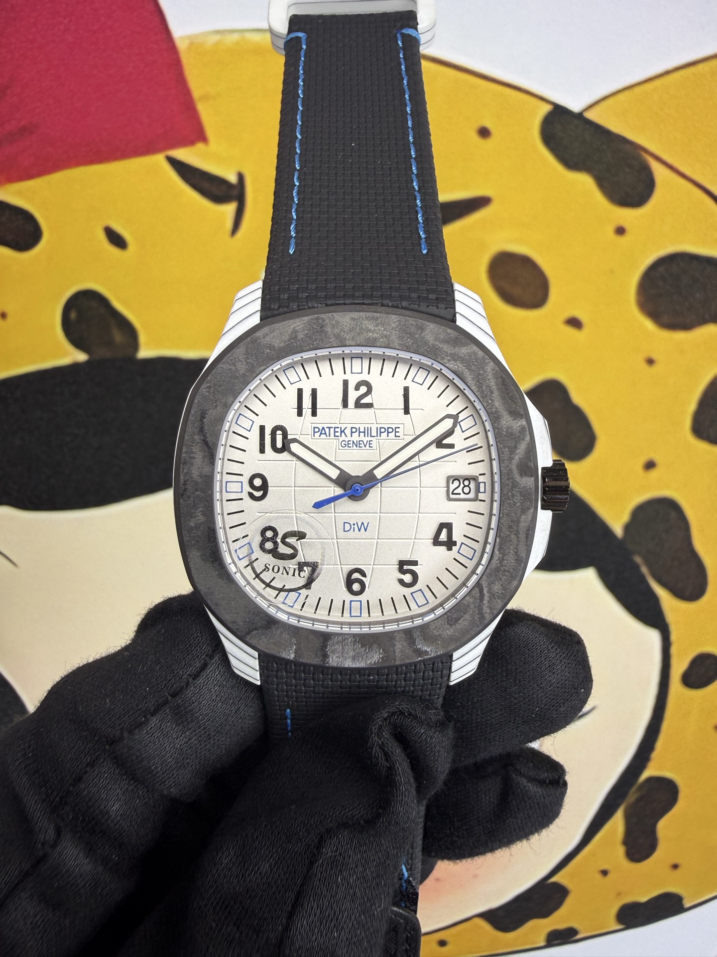 PP Aquanaut 5167 Polar Blue DIW SONIC Factory SF 1:1 Best Edition White Dial On Black Nylon Strap DD324
