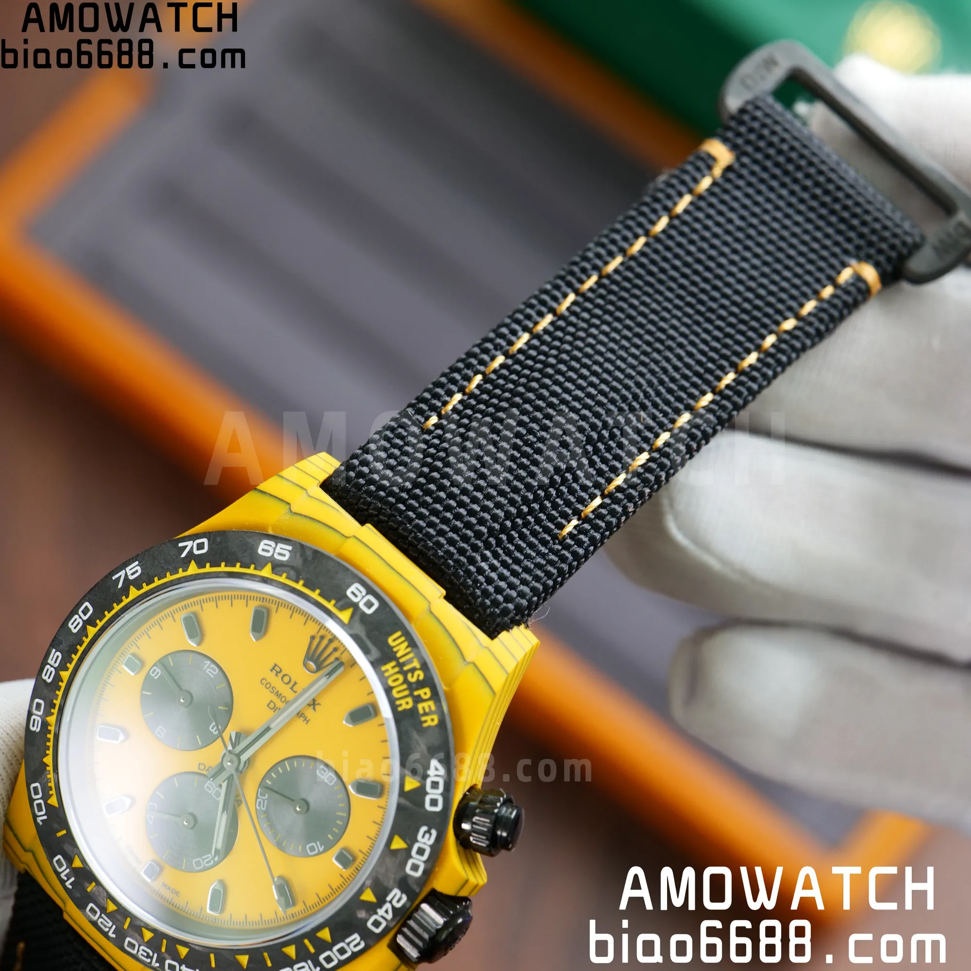 Daytona DIW Yellow Carbon DIWF 1:1 Best Edition Yellow/Black Dial on Black Nylon Strap SA4130 - Image 15