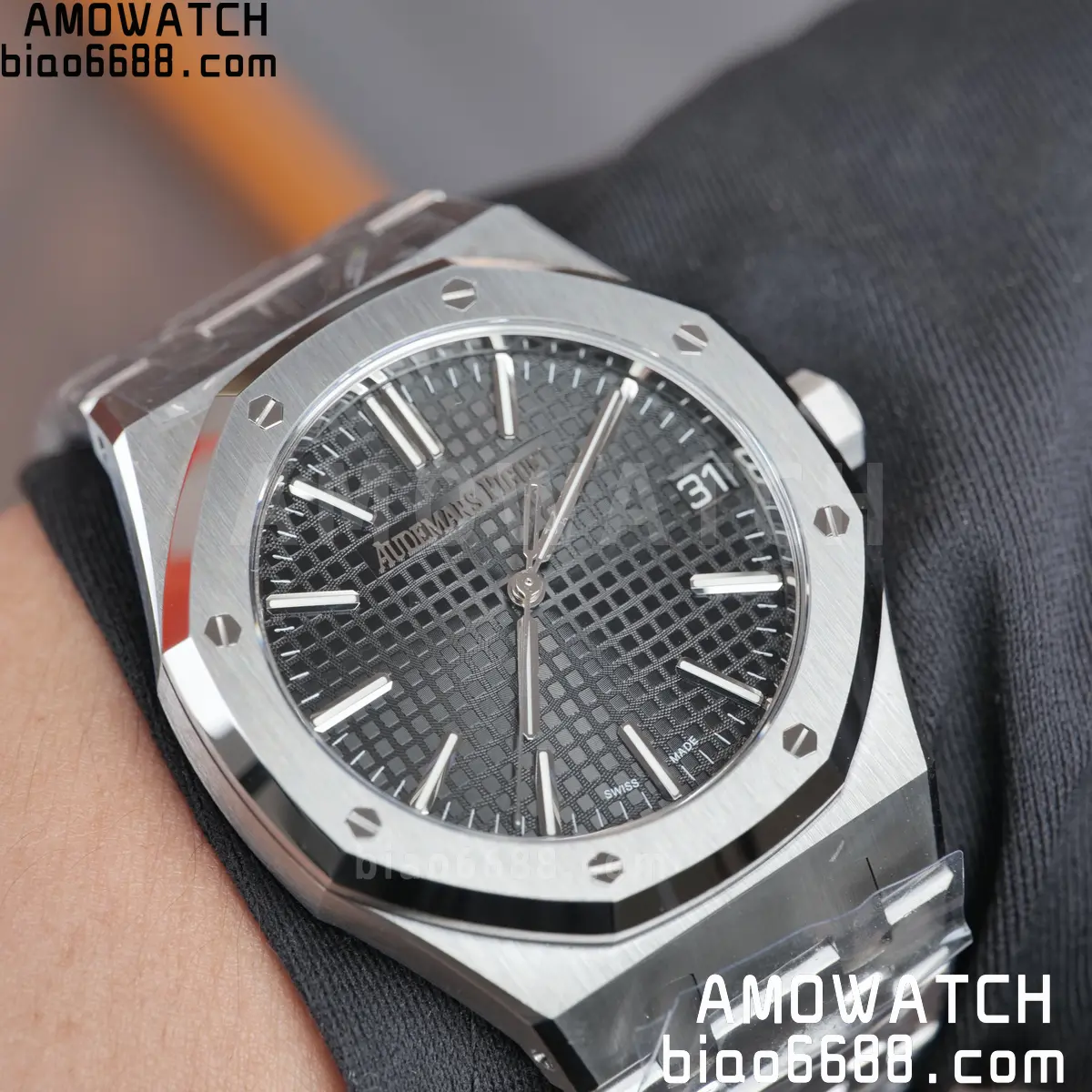 AP 로열 오크 41mm 15510ST 스테인리스 스틸 DDF 1:1 베스트 에디션 블랙 다이얼 SS 브레이슬릿 SA4302 슈퍼클론