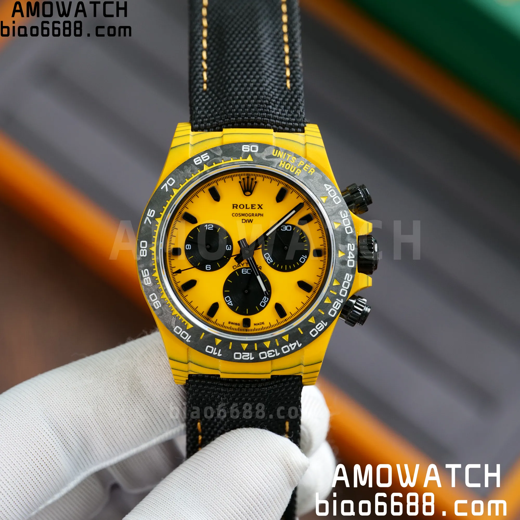 Daytona DIW Yellow Carbon DIWF 1:1 Best Edition Yellow/Black Dial on Black Nylon Strap SA4130 - Image 19