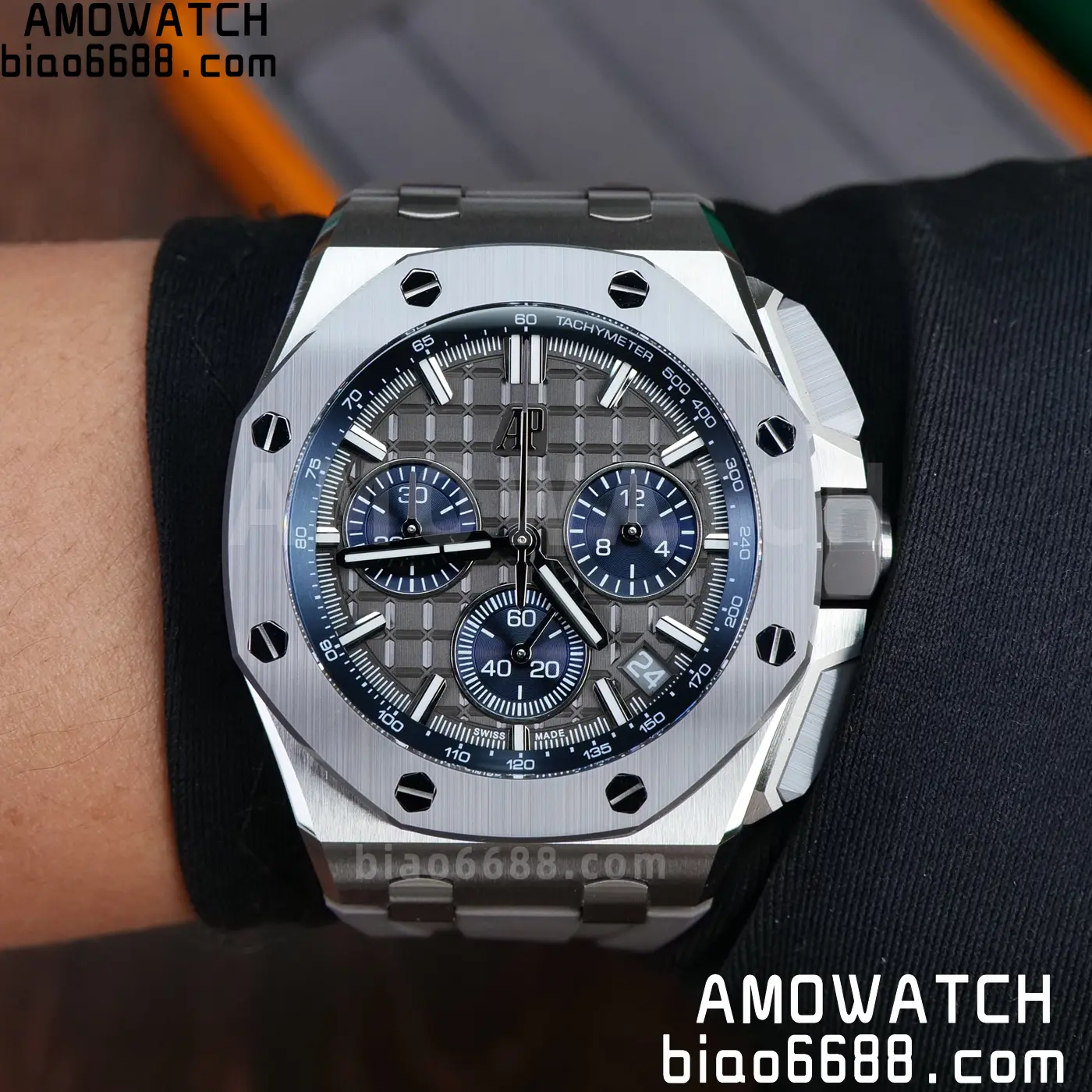 AP 로열 오크 오프쇼어 43mm 26420so SS DDF 1:1 베스트 에디션 그레이/블루 다이얼 그레이 러버 스트랩 DD4401 슈퍼클론