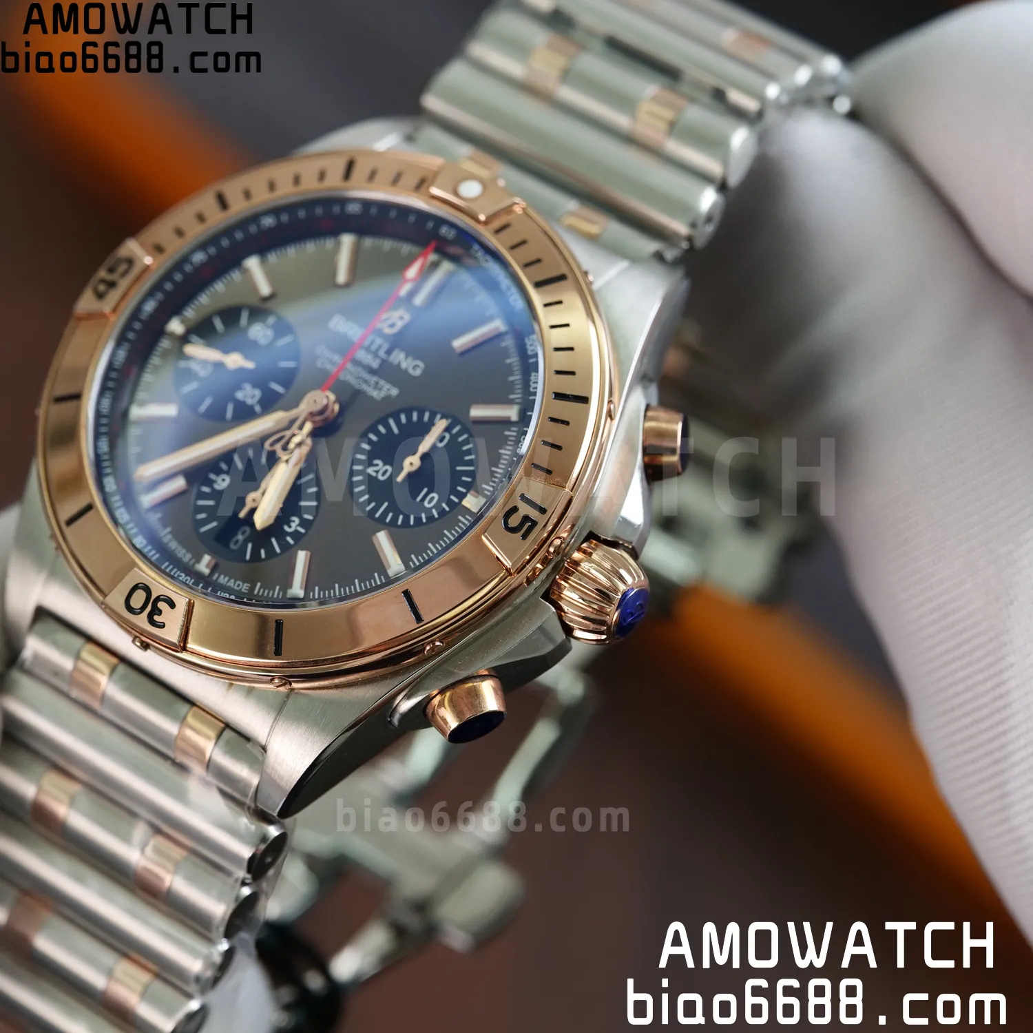 Breitling Chronomat B01 AB0134101K1A1 42mm SS/RG TF 1:1 Best Edition Brown Dial on SS Bracelet A7750 - Image 11