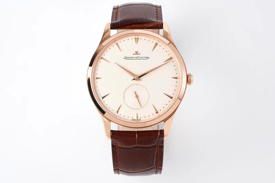 JL Master Ultra Thin Q1352520 ZF 1:1 Best Edition Black Dial on Brown Leather Strap A896/1