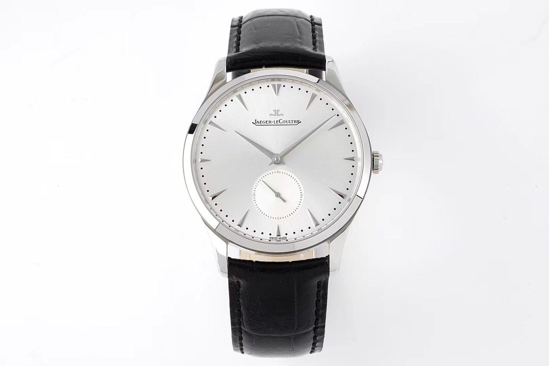 JL Master Ultra Thin Q1358420 ZF 1:1 Best Edition Black Dial on Brown Leather Strap A896/1