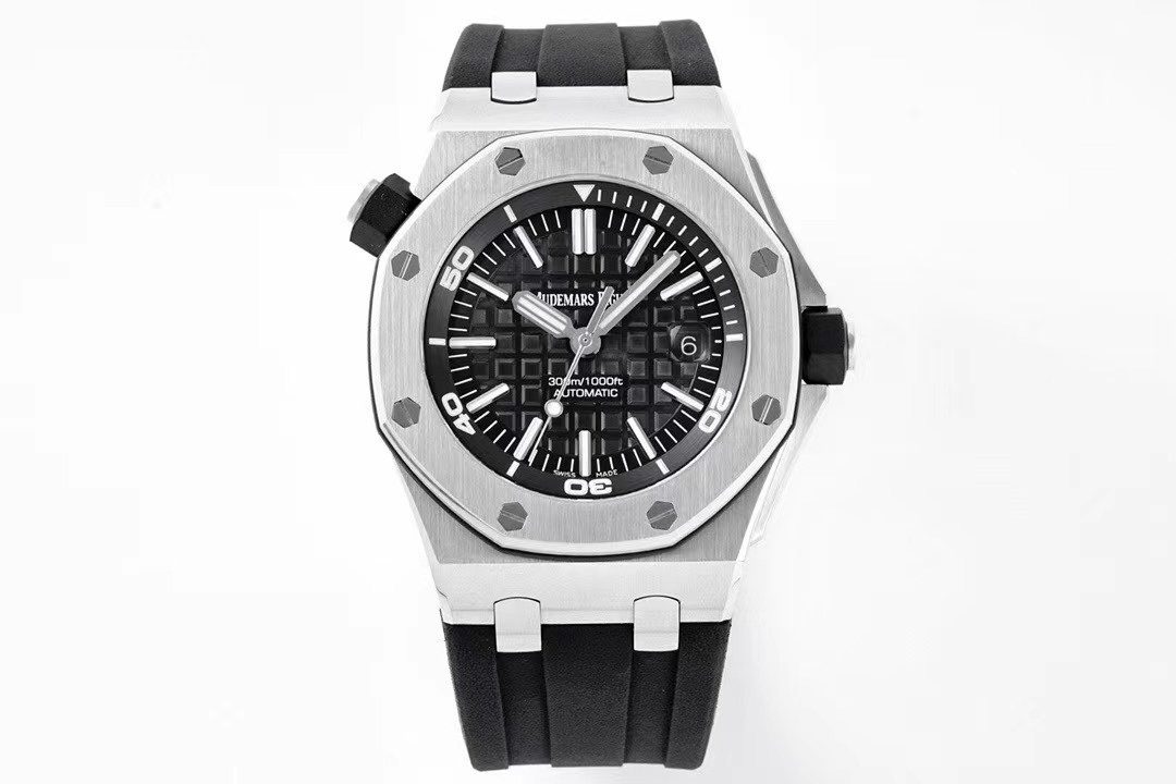 Audemars Piguet Royal Oak Offshore 15703ST 42mm ZF Factory 1:1 Best Edition Black Dial on Black Rubber Strap Asia 2824 Diving Watch