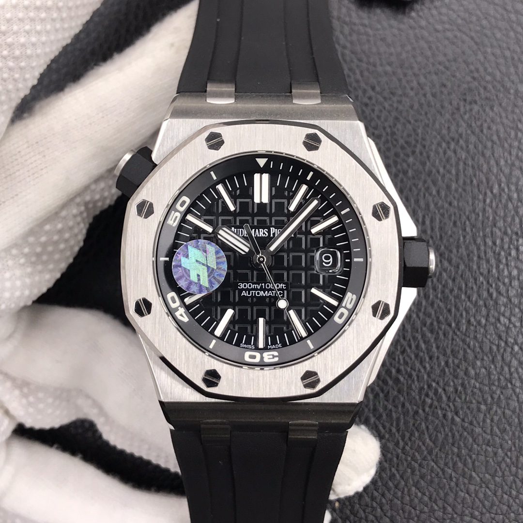 Audemars Piguet Royal Oak Offshore 15710ST 42mm ZF Factory 1:1 Best Edition Black Dial on Black Rubber Strap Asia 3120 Diving Watch