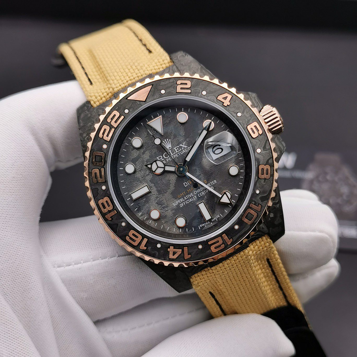 DIW 롤렉스 GMT 마스터 II 40mm DIW 공장 1:1 베스트 에디션 카본 파이버 케이스 아시안 3186 무브먼트 시계