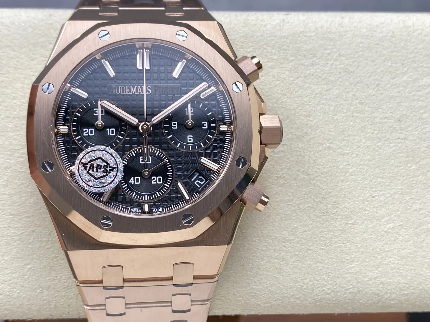 AP Royal Oak Chrono 26240 RG APSF 1:1 Best Edition Black Dial on RG Bracelet SA4401 Super Clone