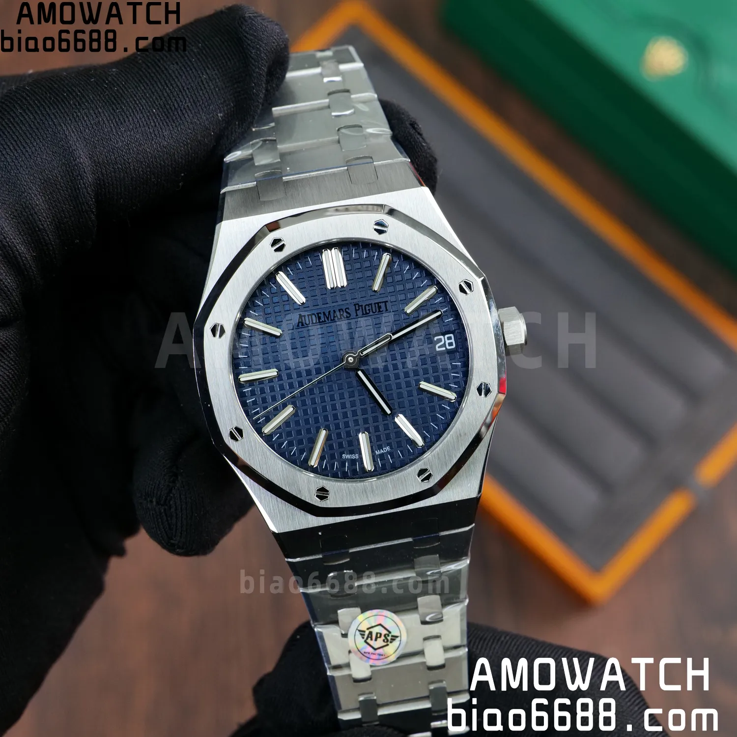 AP 로열 오크 41mm 15510ST SS APS 공장 1:1 베스트 에디션 블루 다이얼 SS 브레이슬릿 SA4302 슈퍼클론(프리 스프렁)