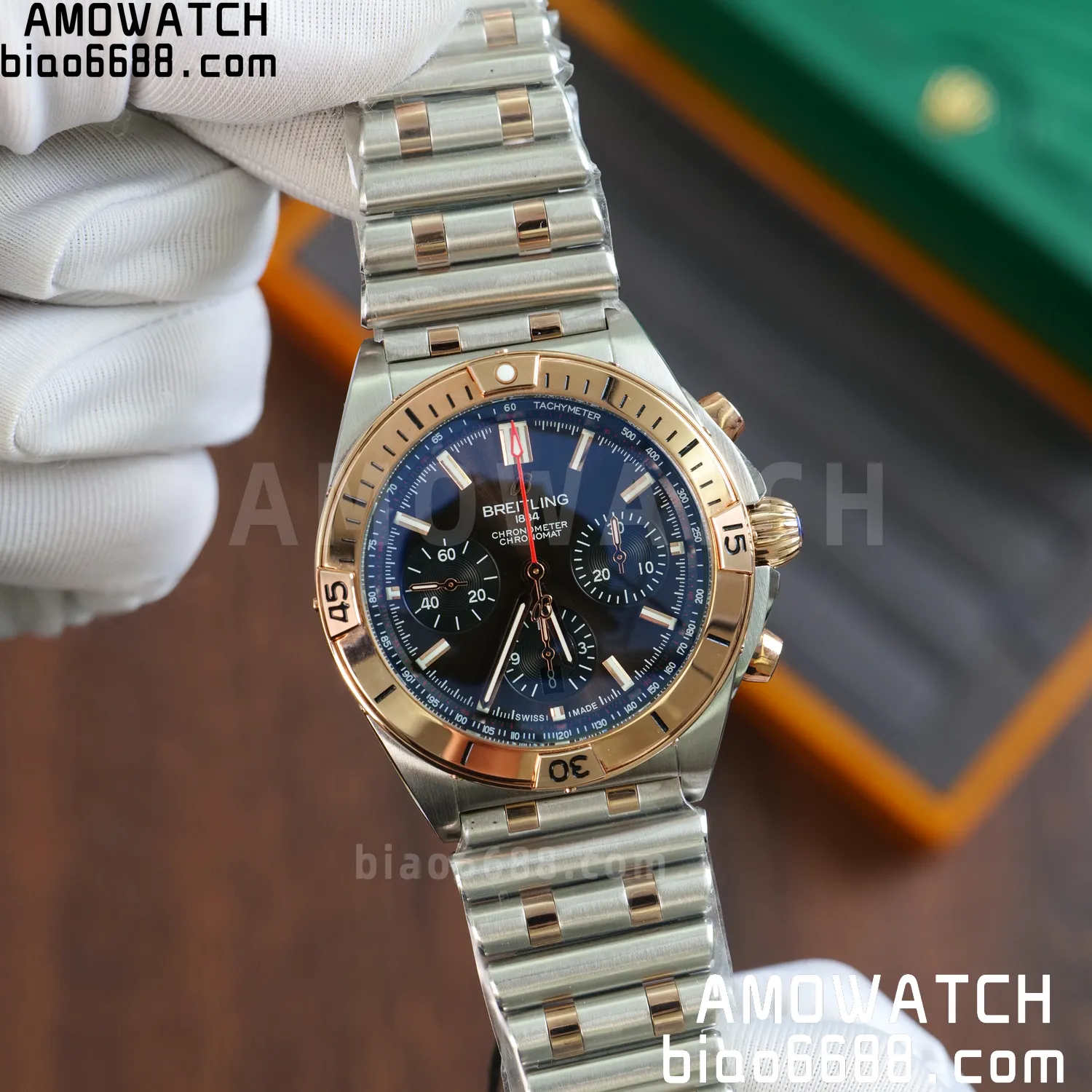 Breitling Chronomat B01 AB0134101K1A1 42mm SS/RG TF 1:1 Best Edition Brown Dial on SS Bracelet A7750
