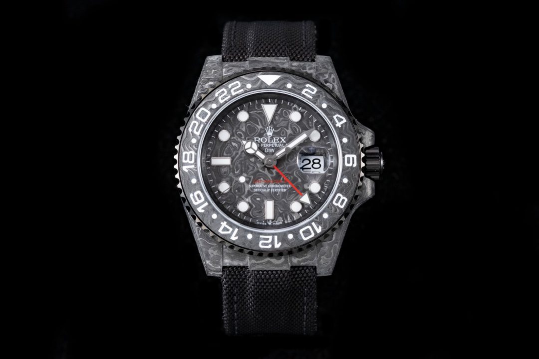 Rolex GMT Master II DIW Carbon JHF 1:1 Best Edition White-Black Dial on Black Nylon Strap VR3186 CHS