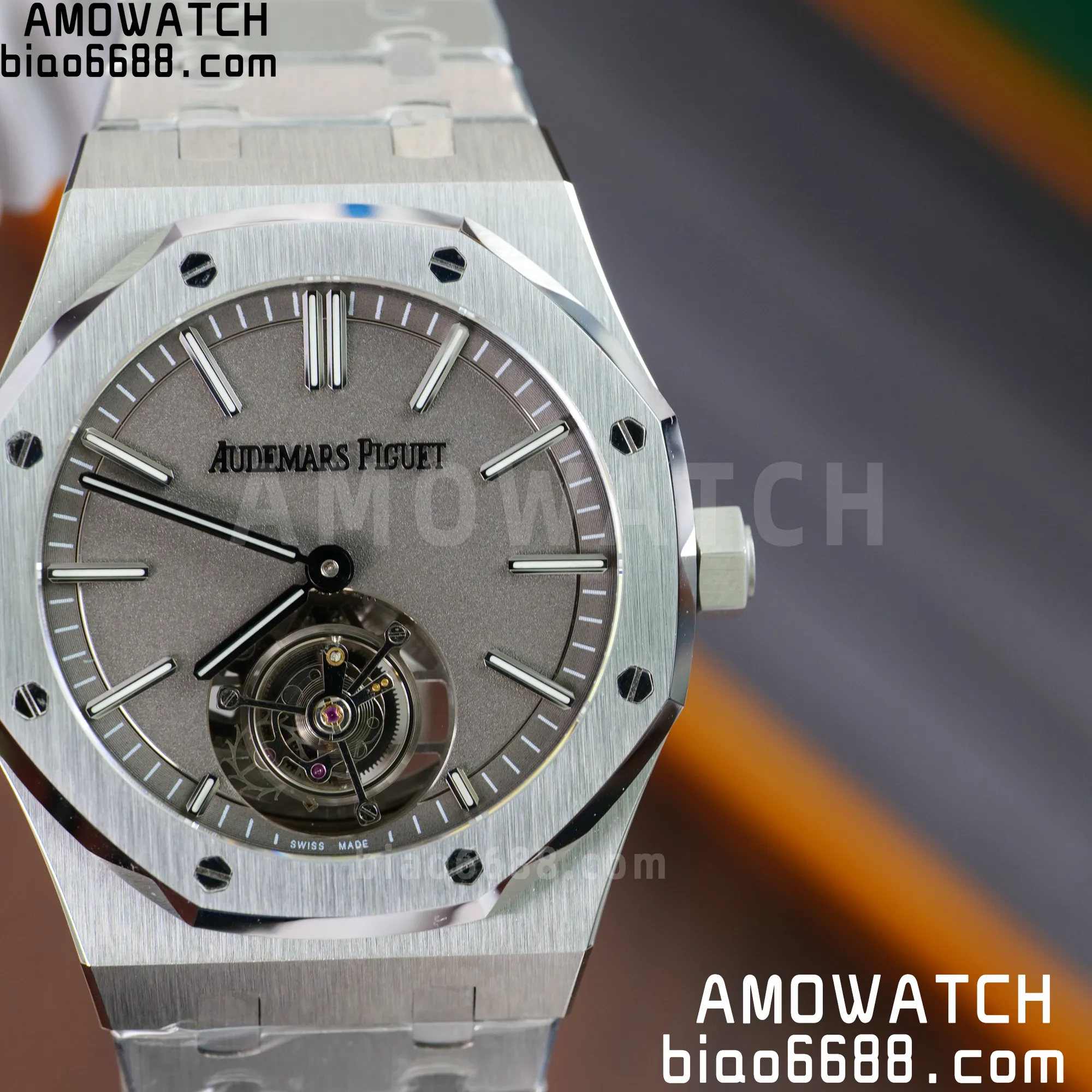 AP 로열 오크 41mm 26530TI.OO.1220TI.01 SS R8F 1:1 베스트 에디션 그레이 다이얼 SS 브레이슬릿 A2950 투르비용