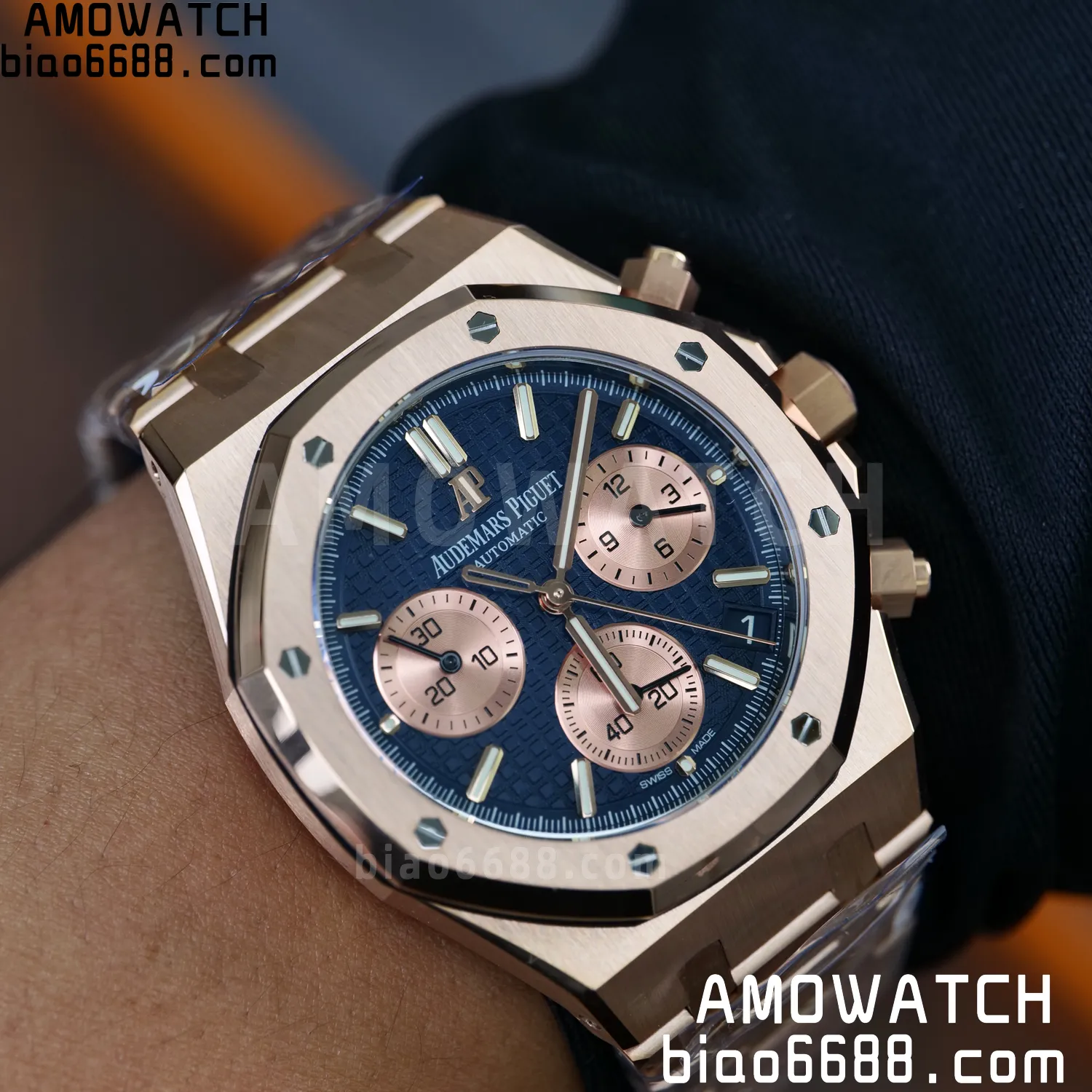 AP Royal Oak Chrono 26240 RG DDF 1:1 Best Edition Blue/RG Dial on RG Bracelet DD4401 Super Clone Weight (SW Dial)