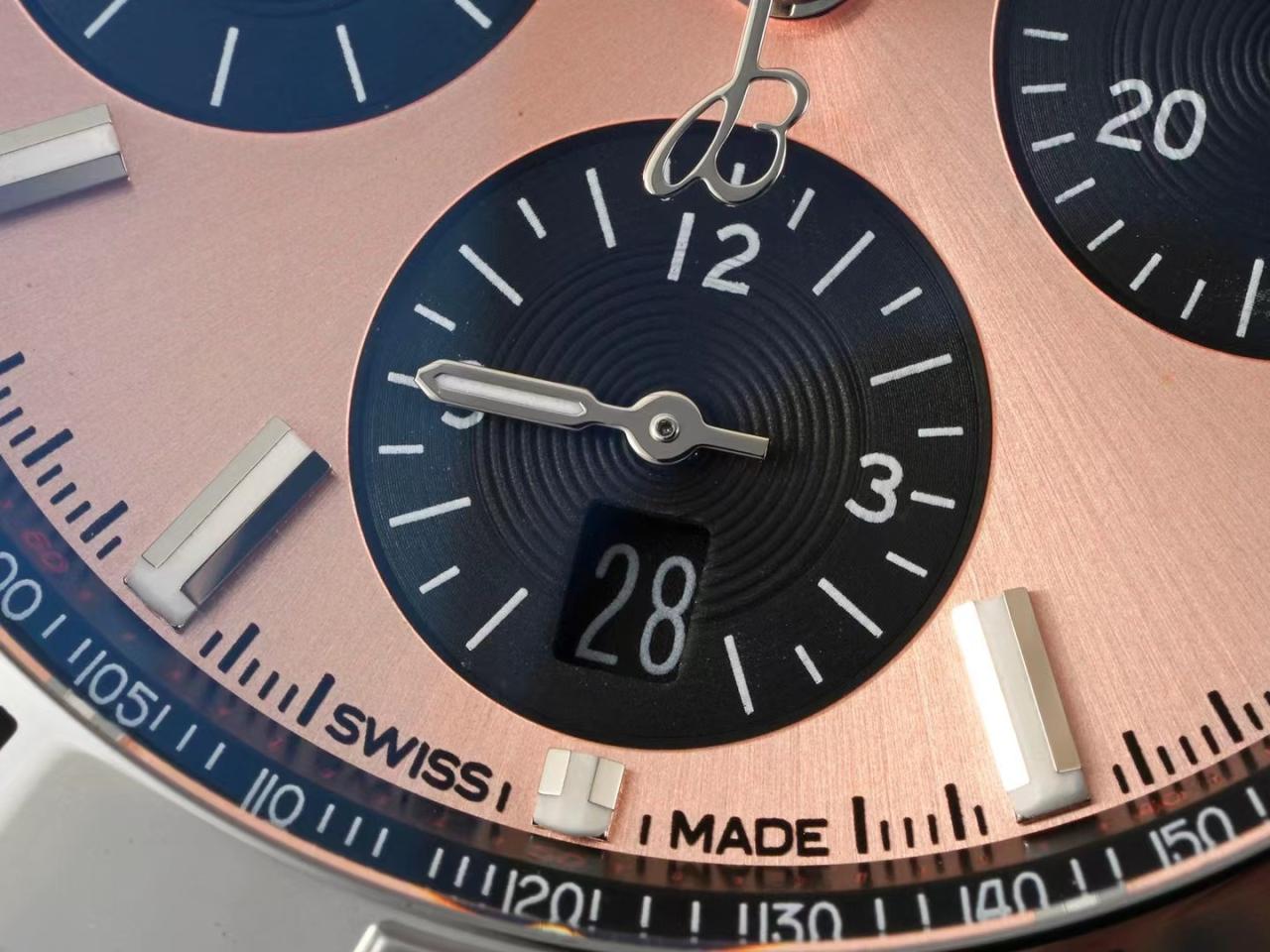 Breitling Chronomat B01 AB0134101K1A1 42mm SS TF 1:1 Best Edition Pink Dial on Black Rubber Strap A7750 - Image 7